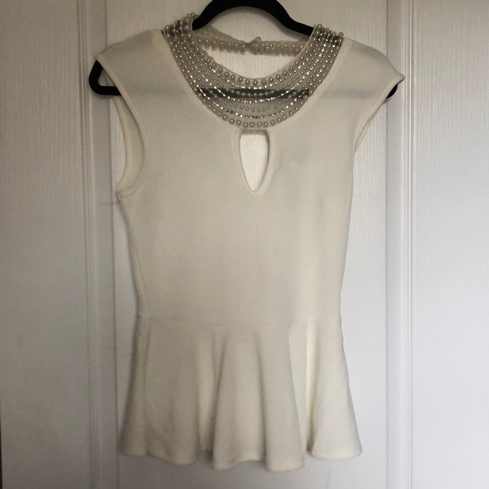 2 for $25 Open back pearl peplum top
